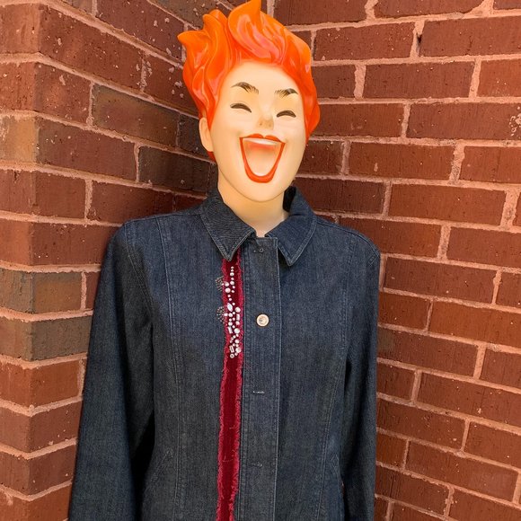 IoS Embroidered "Sassy"  Blue Jean Jacket Small NWT - Picture 3 of 7